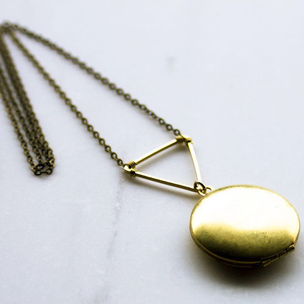 Modern Gold Triangle Geometric Locket