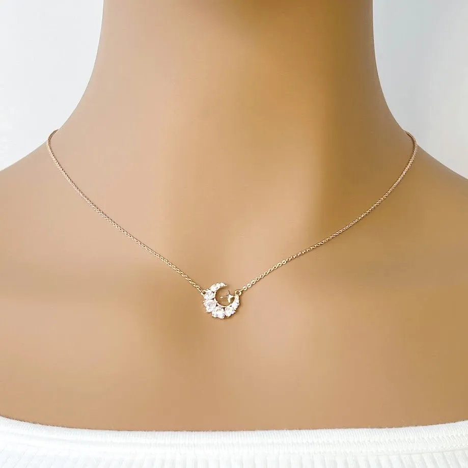 Moon Cubic Zirconia Necklace