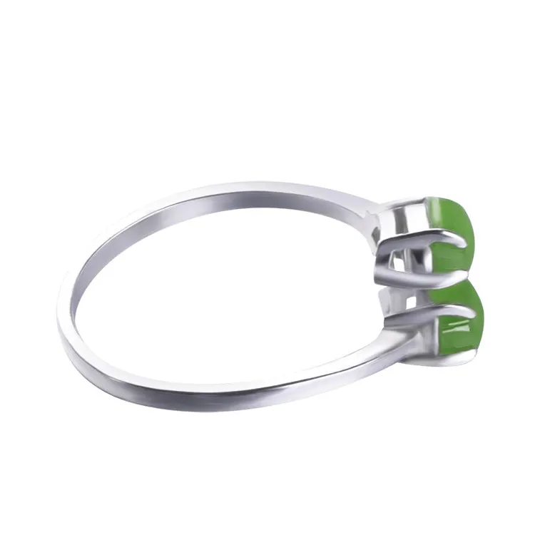 Natural Jade Ring Nephrite Silver Adjustable Ring ZNRG127