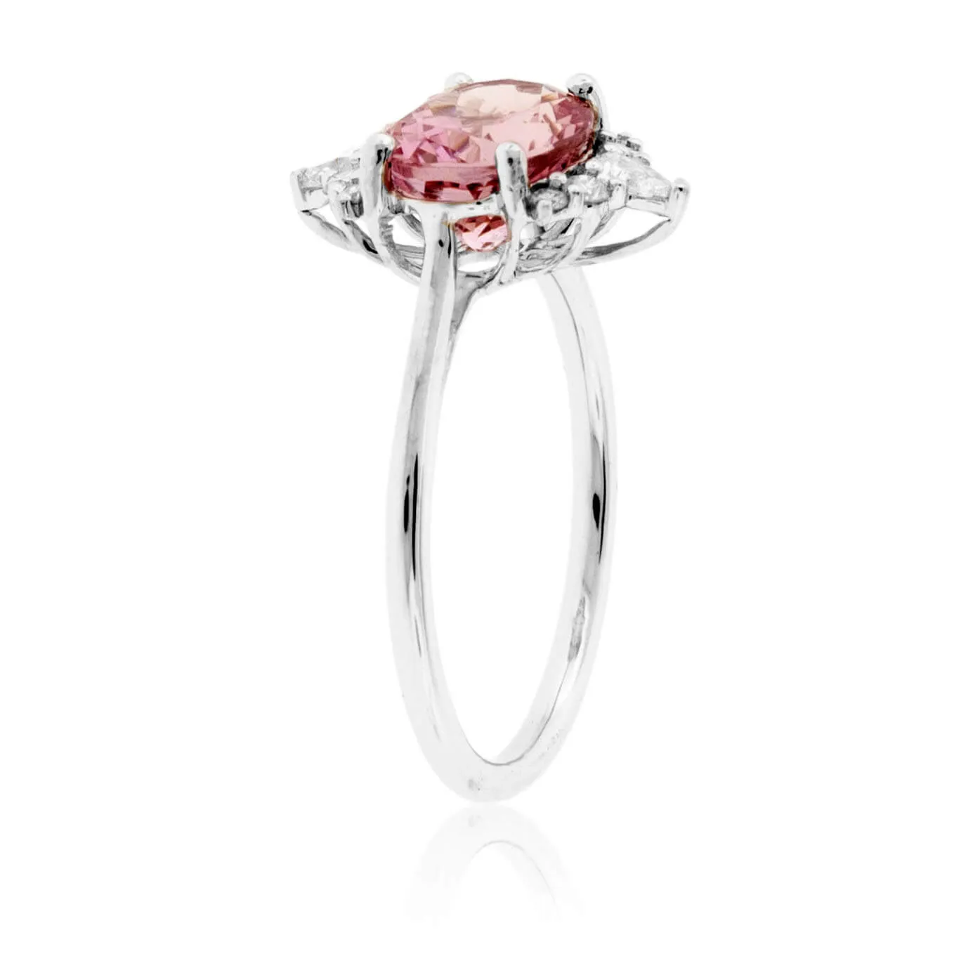 Oval East West Morganite & Diamond Ring