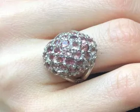 Pink Tourmaline Ring - Statement Silver Ring - Tourmaline Dome Ring
