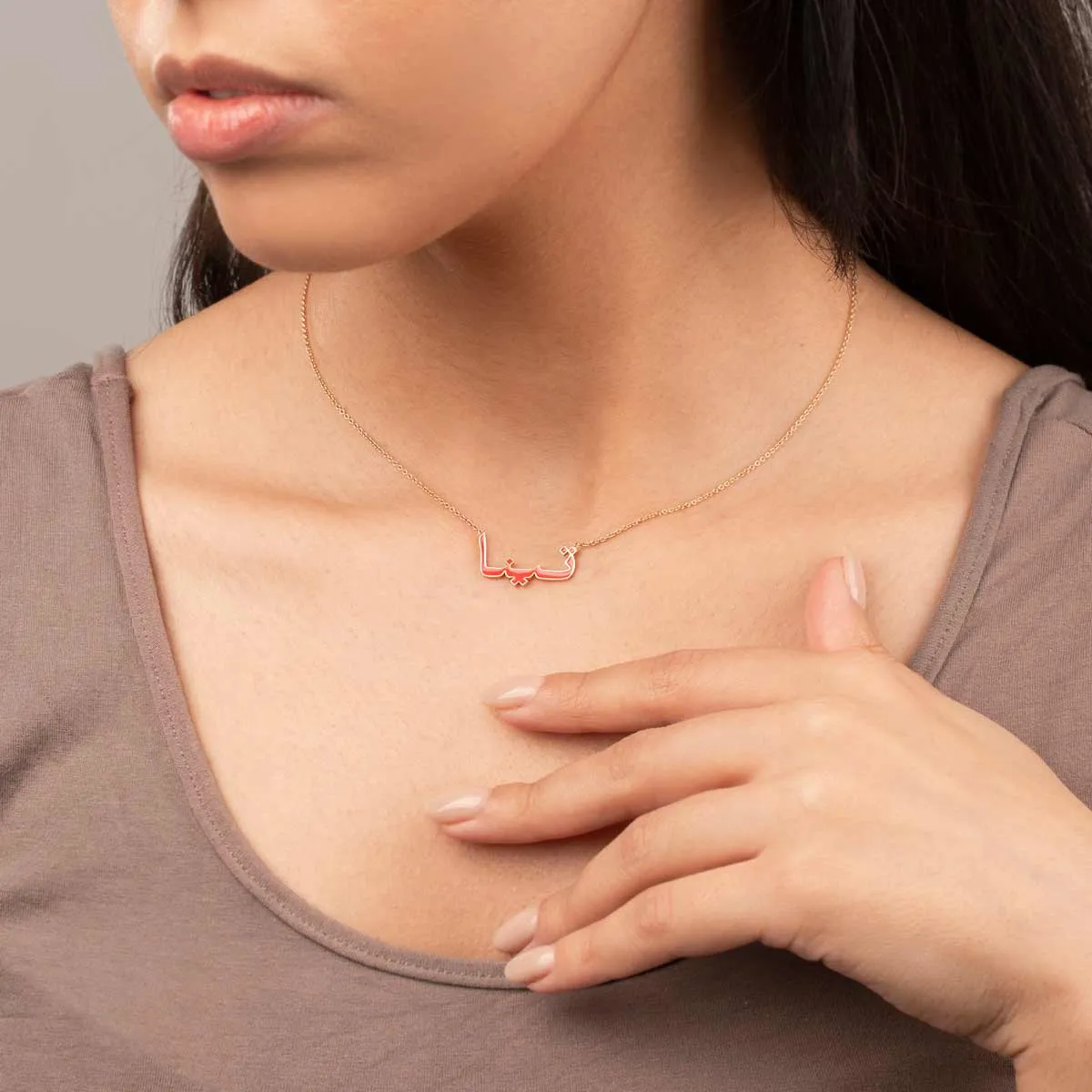"تینا" Red Enamel Chain Necklace