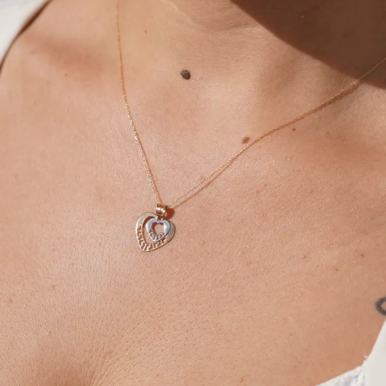 Real Gold 2C MH 2 Heart Necklace