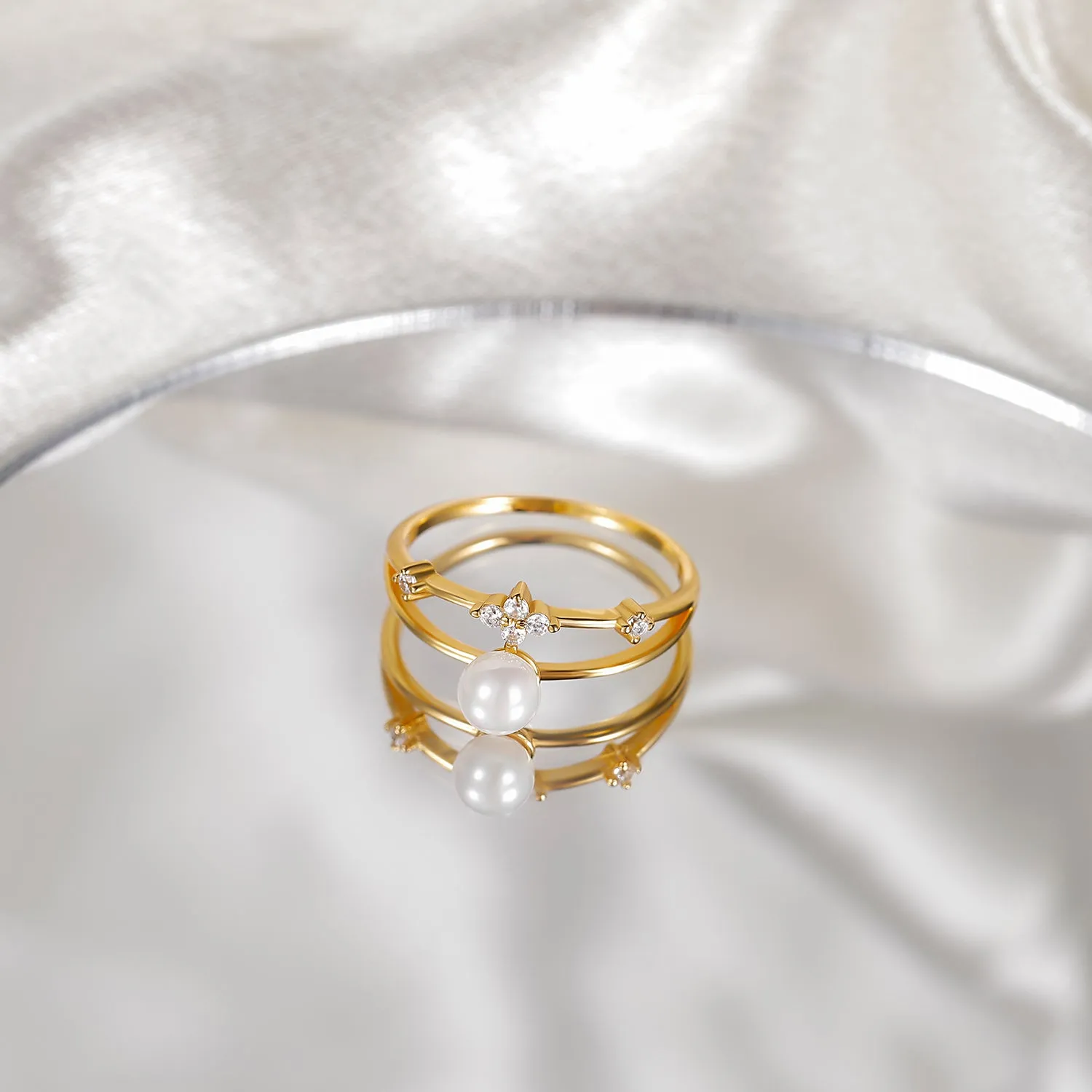 S925 Dual Layered Freshwater Pearl Ring