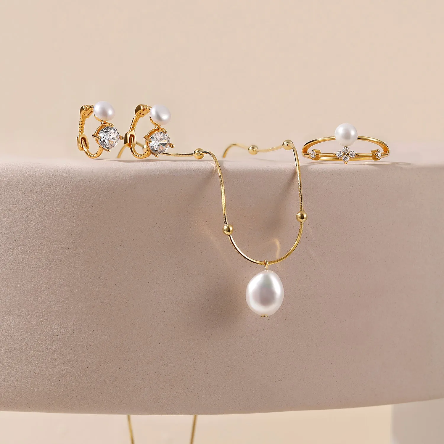 S925 Dual Layered Freshwater Pearl Ring