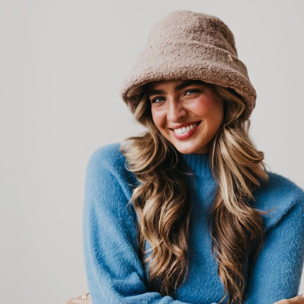 Sage Sherpa Bucket Hat: Mocha