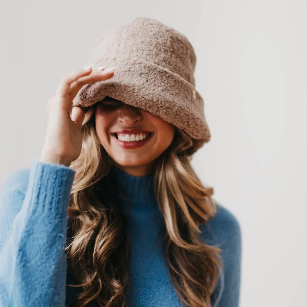 Sage Sherpa Bucket Hat: Mocha