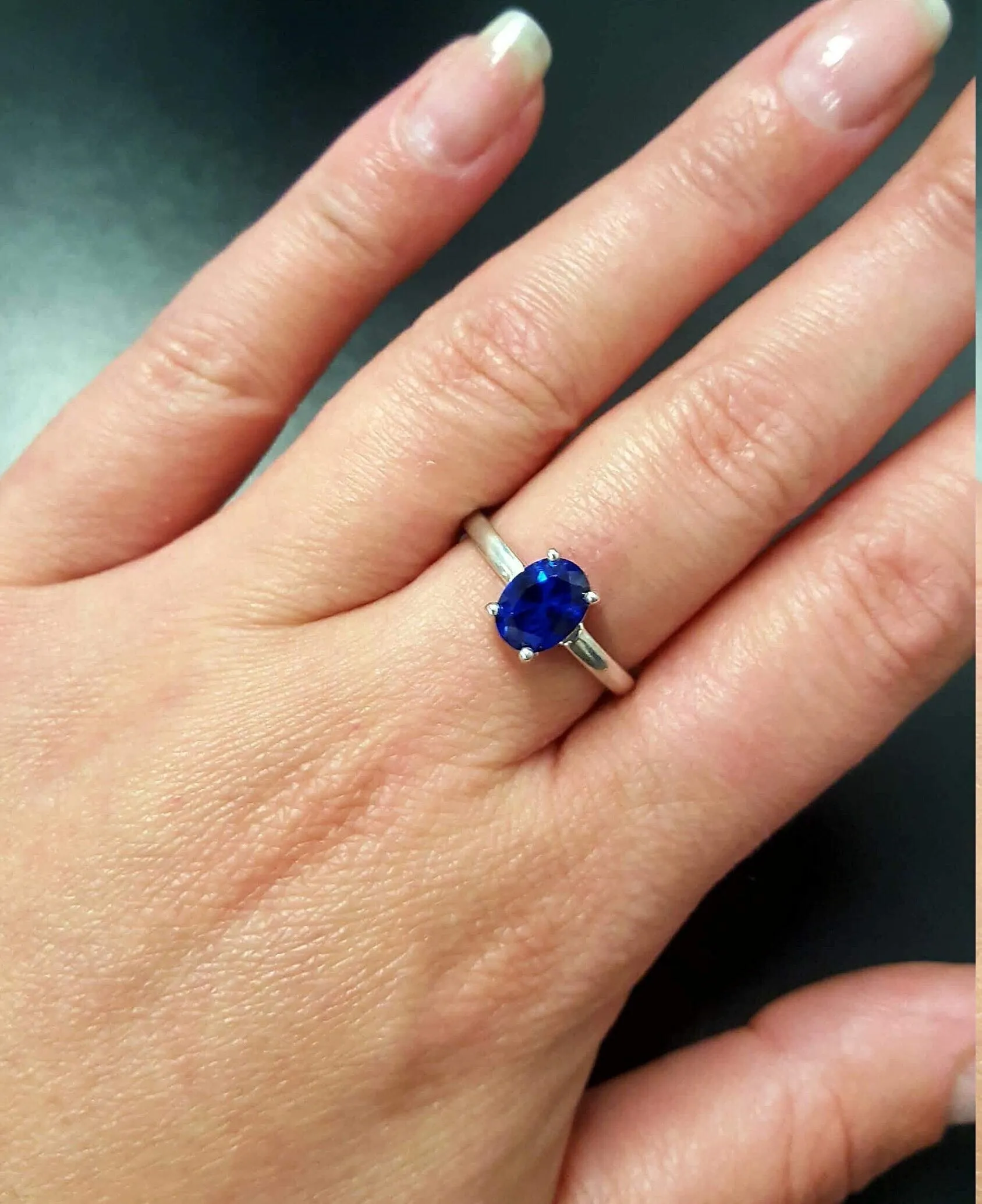 Sapphire Solitaire Ring - Blue Promise Ring - September Birthstone Ring