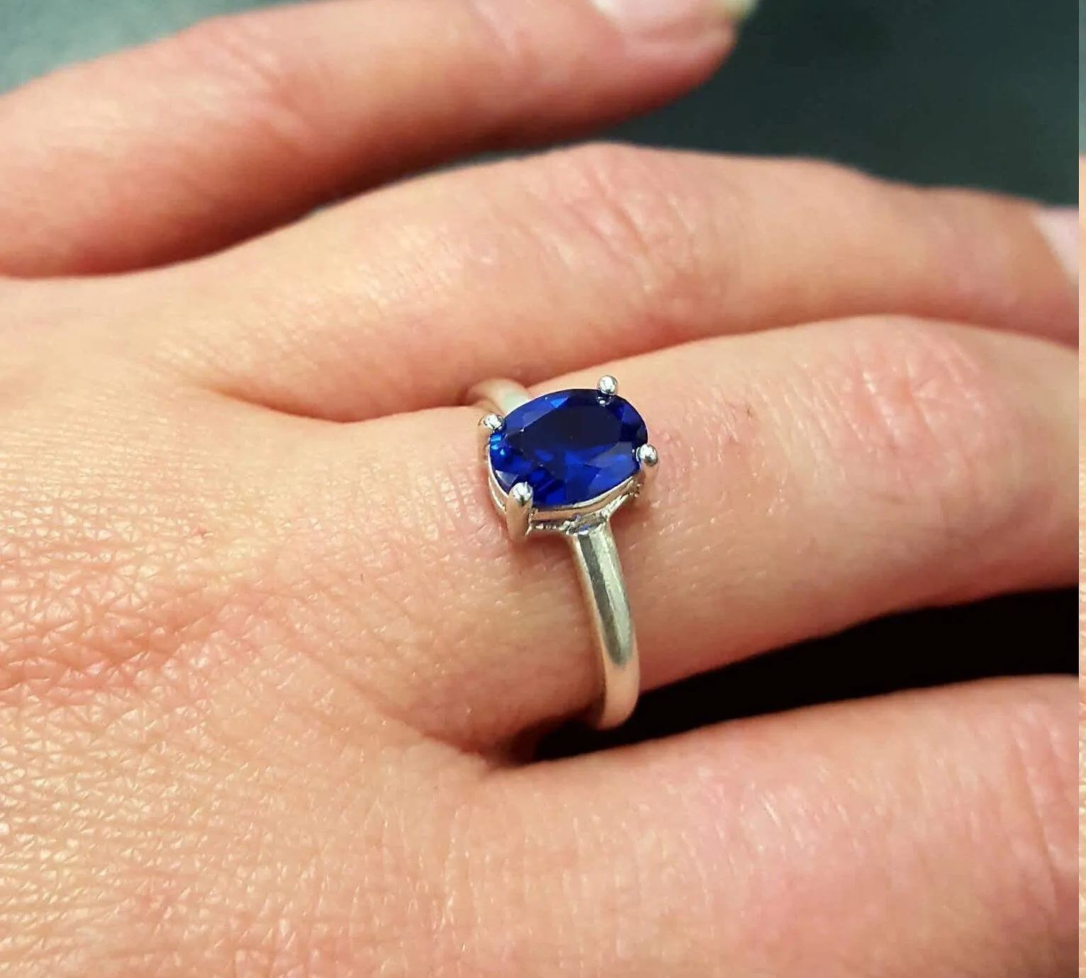 Sapphire Solitaire Ring - Blue Promise Ring - September Birthstone Ring
