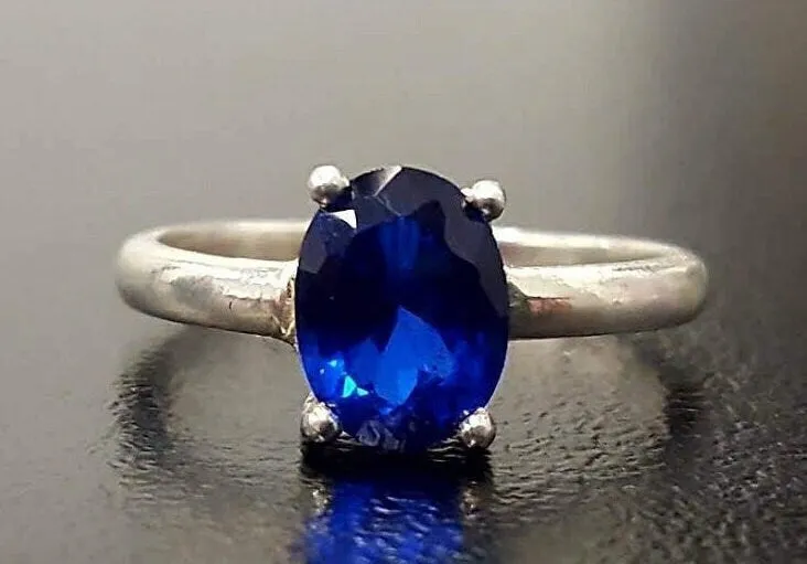 Sapphire Solitaire Ring - Blue Promise Ring - September Birthstone Ring