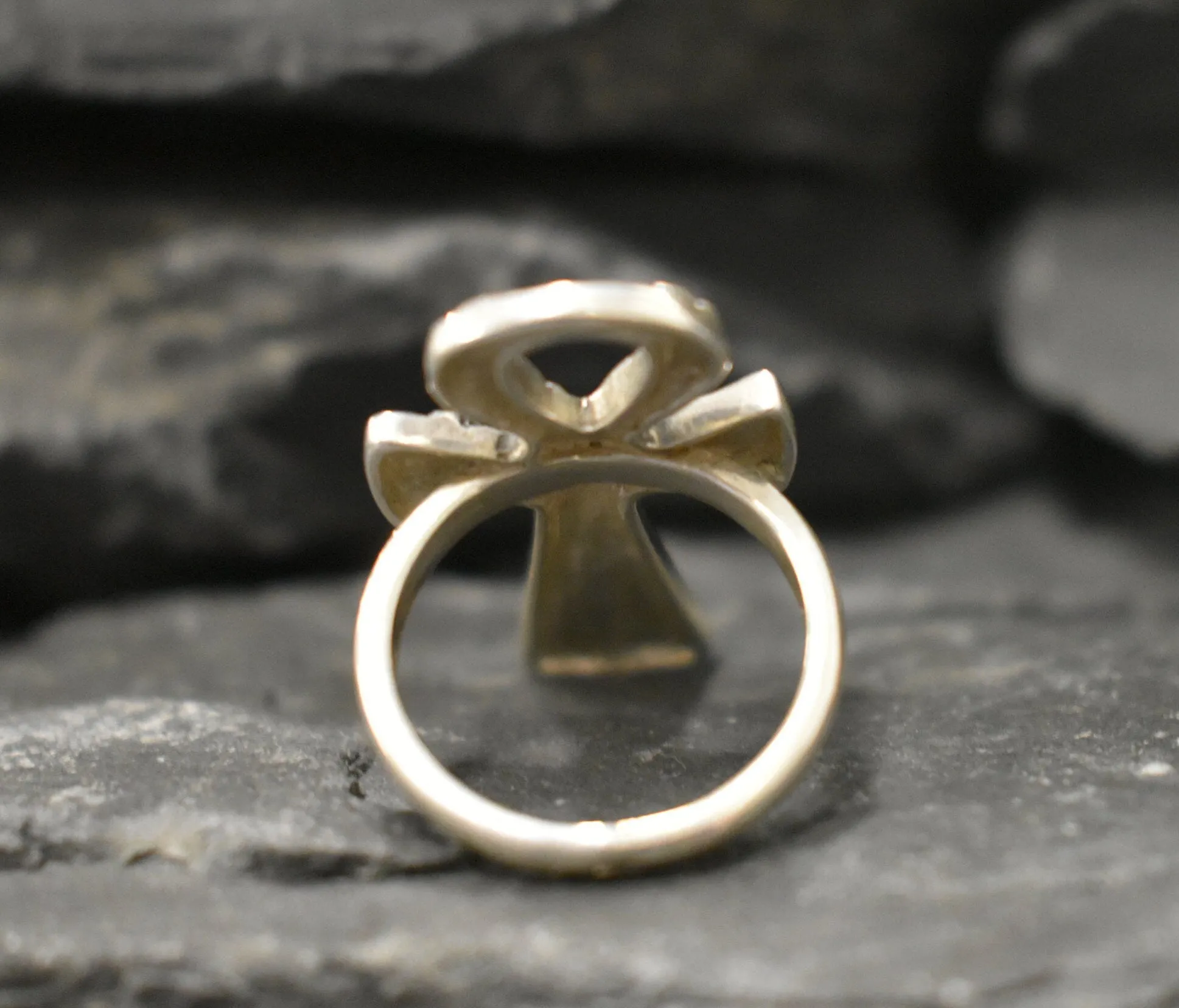 Silver Ankh Ring - Long Cross Ring - Large Cross Silver Ring
