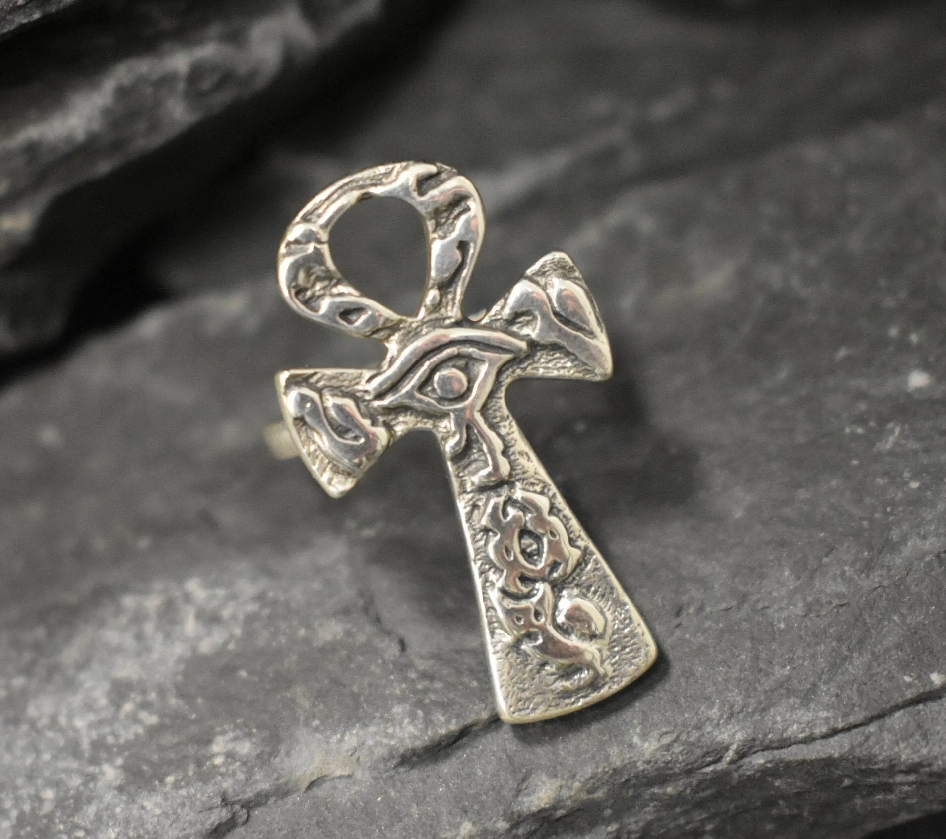 Silver Ankh Ring - Long Cross Ring - Large Cross Silver Ring