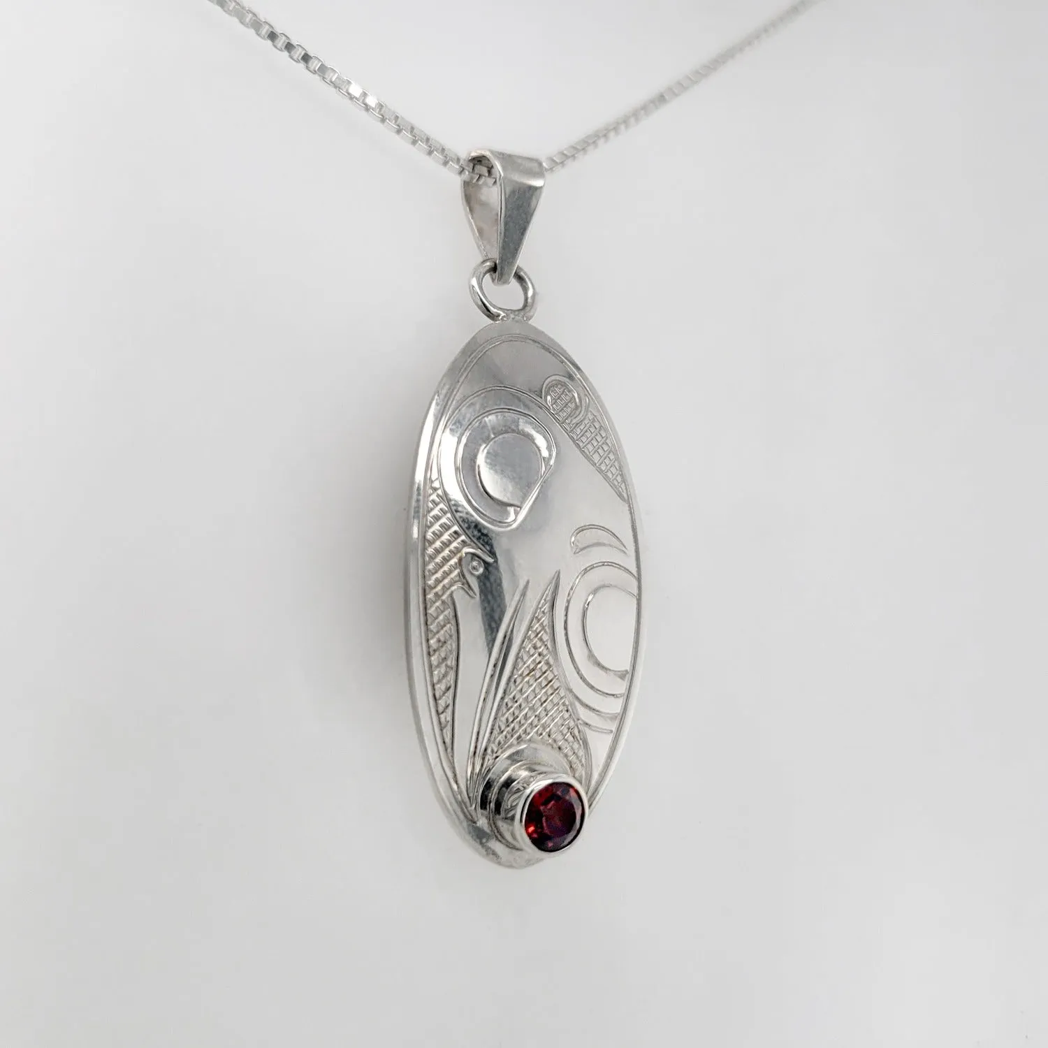Silver Hummingbird Pendant with Stone