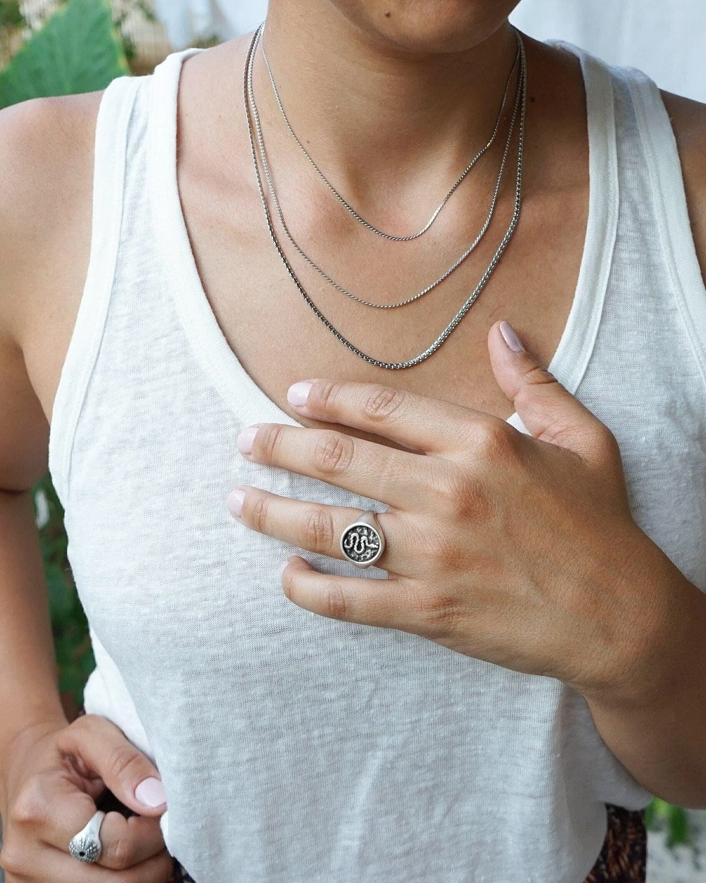 Silver Snake Stamp Signet Ring