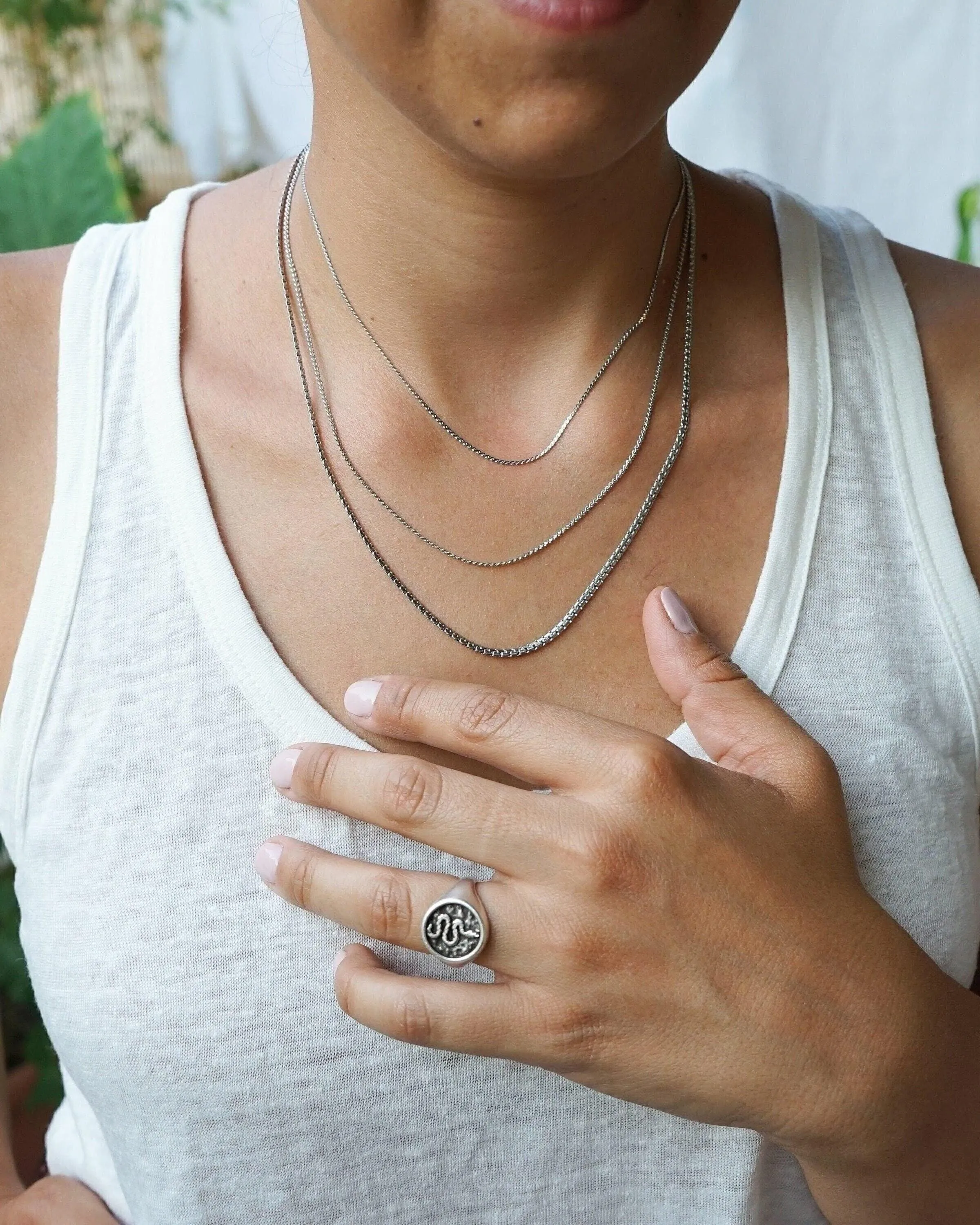 Silver Snake Stamp Signet Ring