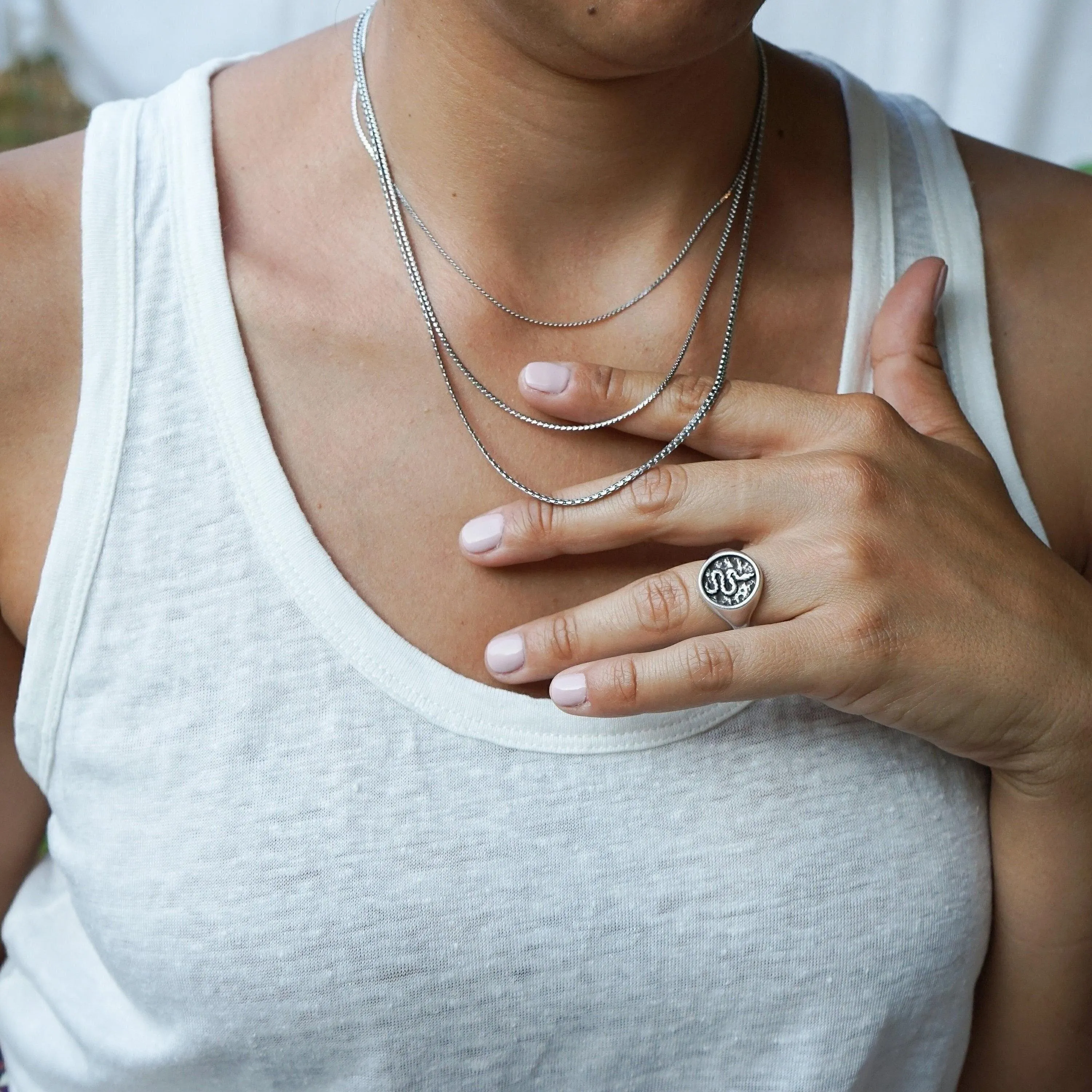 Silver Snake Stamp Signet Ring