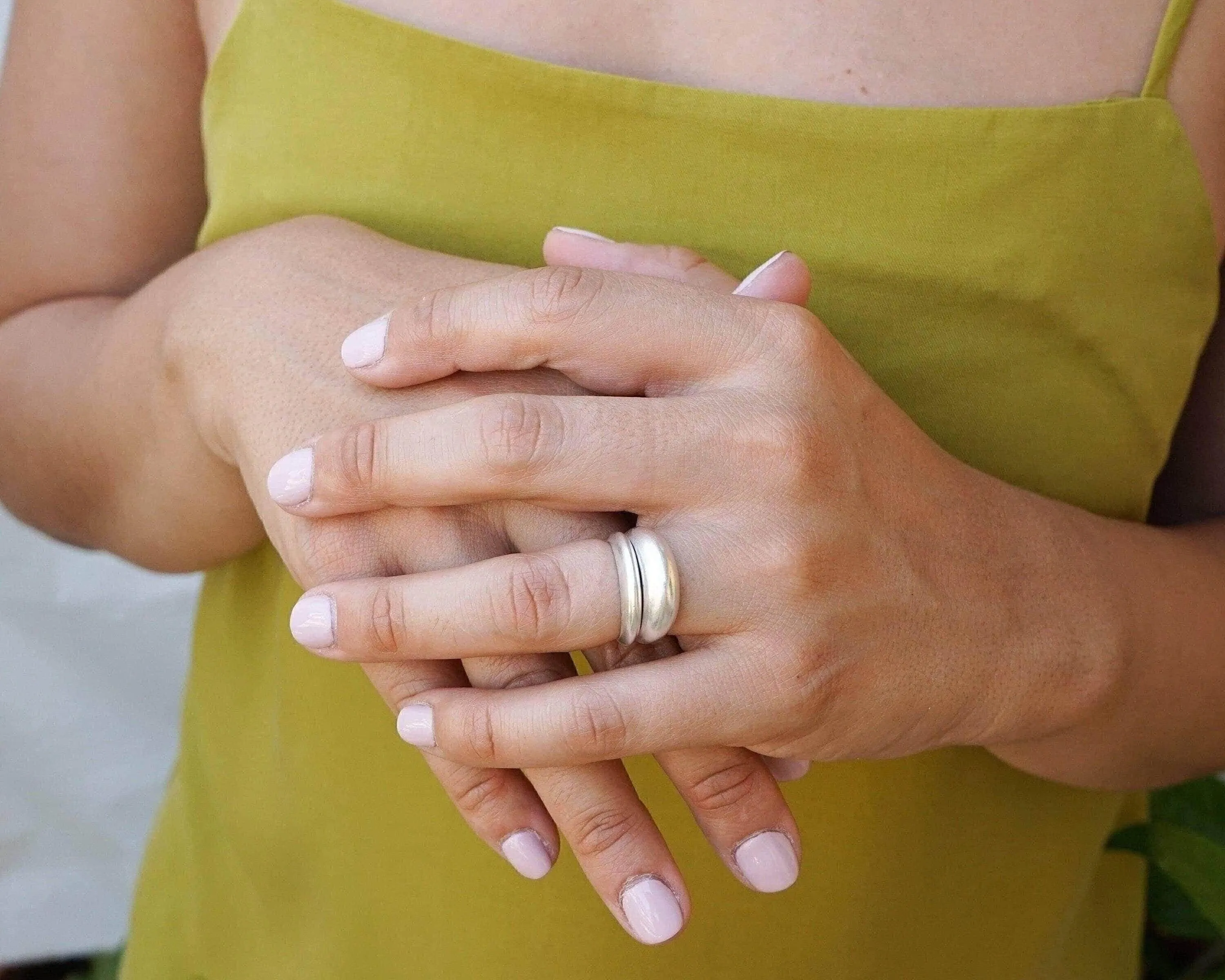 Silver soft dome ring in bold & narrow design