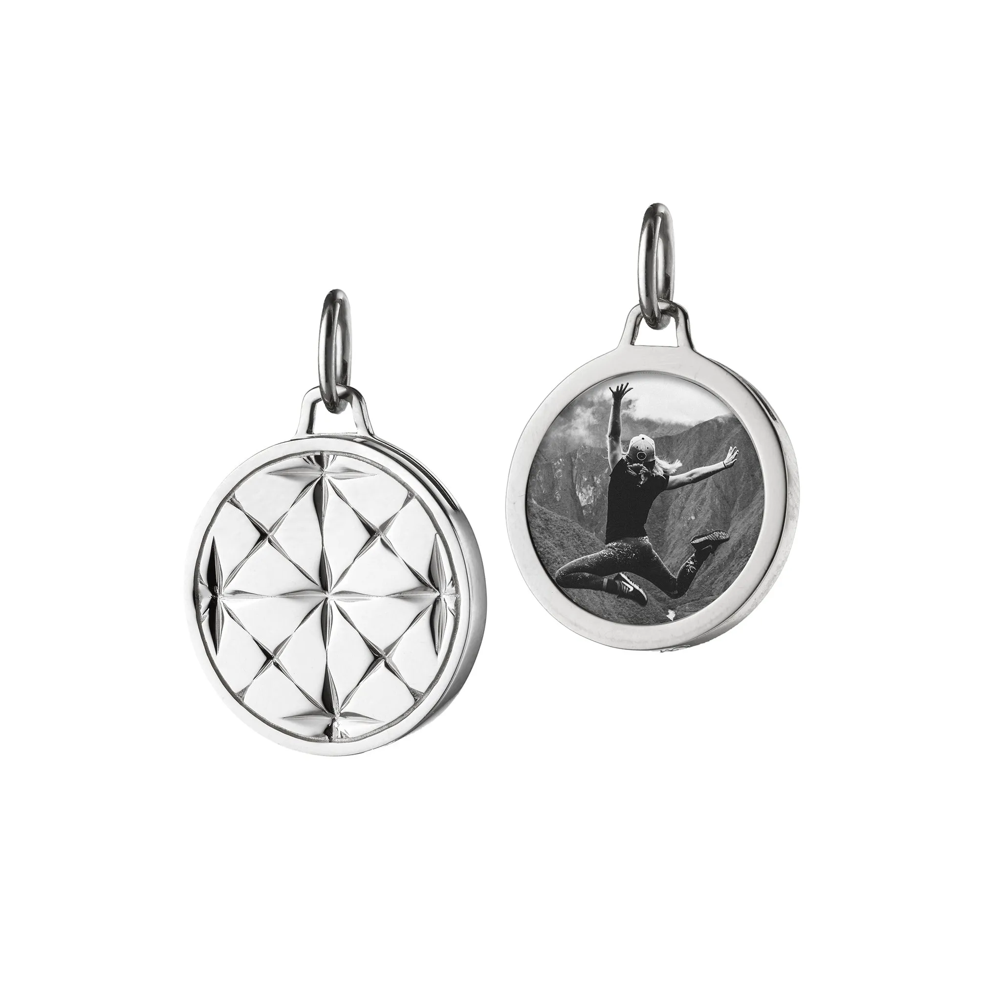 Small Round Mosaic Sterling Silver Half Locket