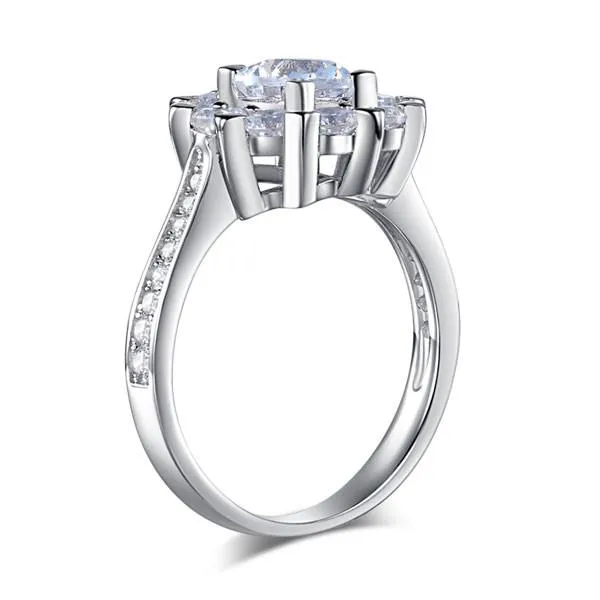 Snowflake 925 Sterling Silver Wedding Promise Anniversary Ring 1 Ct Simulated Diamond