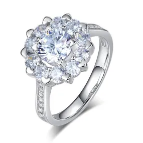 Snowflake 925 Sterling Silver Wedding Promise Anniversary Ring 1 Ct Simulated Diamond