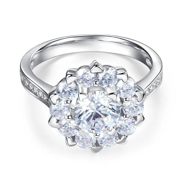 Snowflake 925 Sterling Silver Wedding Promise Anniversary Ring 1 Ct Simulated Diamond