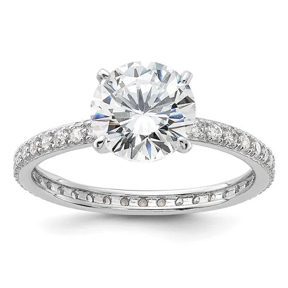 Sterling Silver 8mm CZ Eternity Engagement Ring