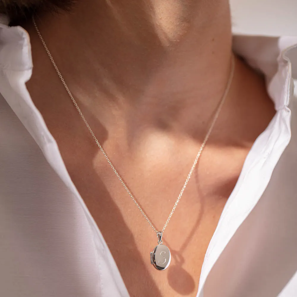 Sterling Silver Oval Locket Necklace