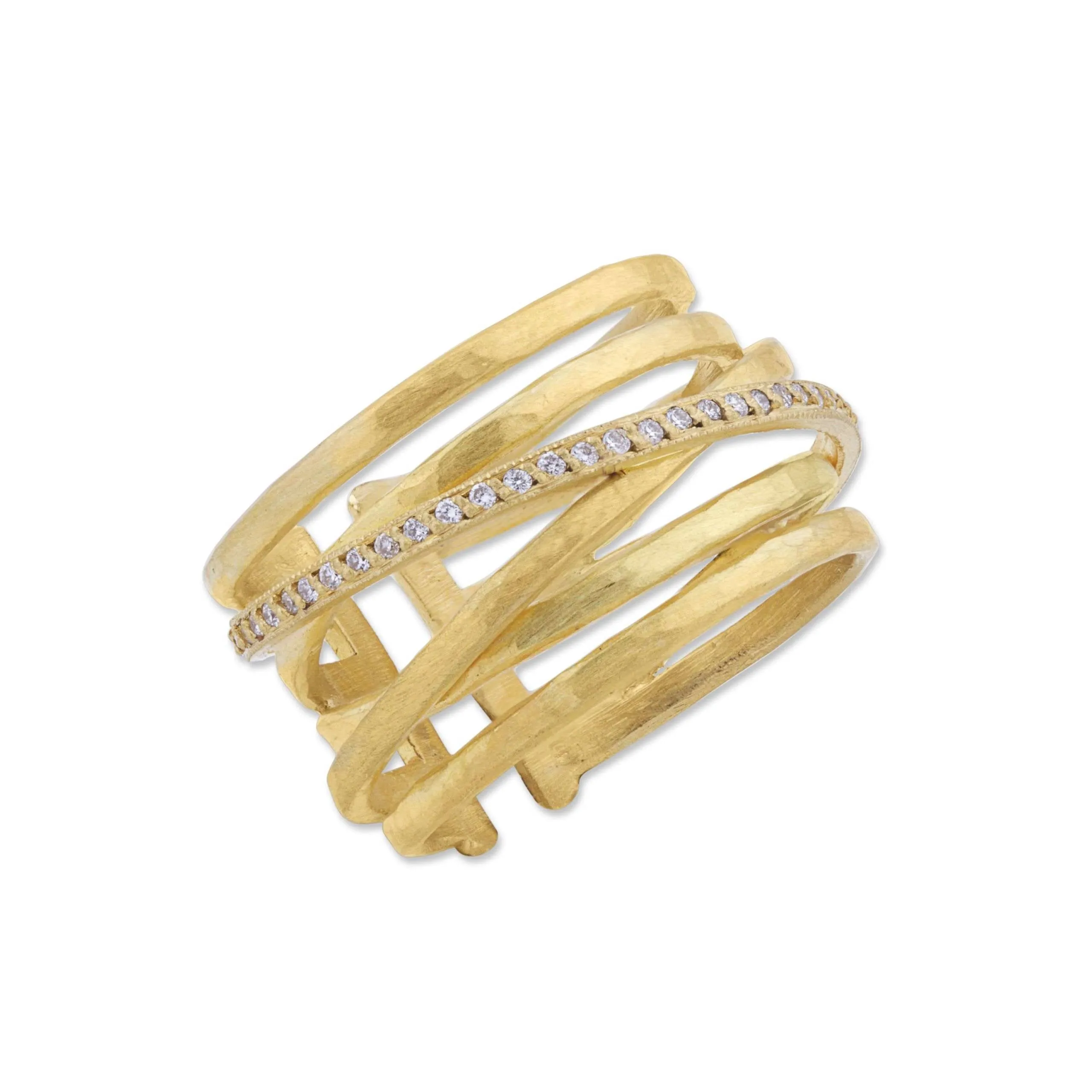 Stockholm Crosswire Ring 22k Gold and Diamonds