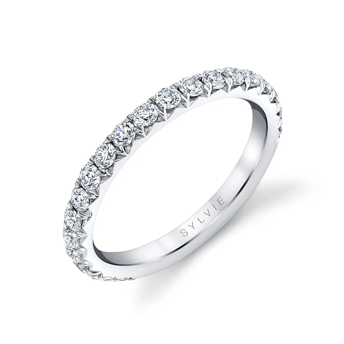 Thick Pave Wedding Band - Malencia 14k Gold White
