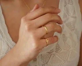Tiny Thin Gold Rhombus Band Pinky Ring