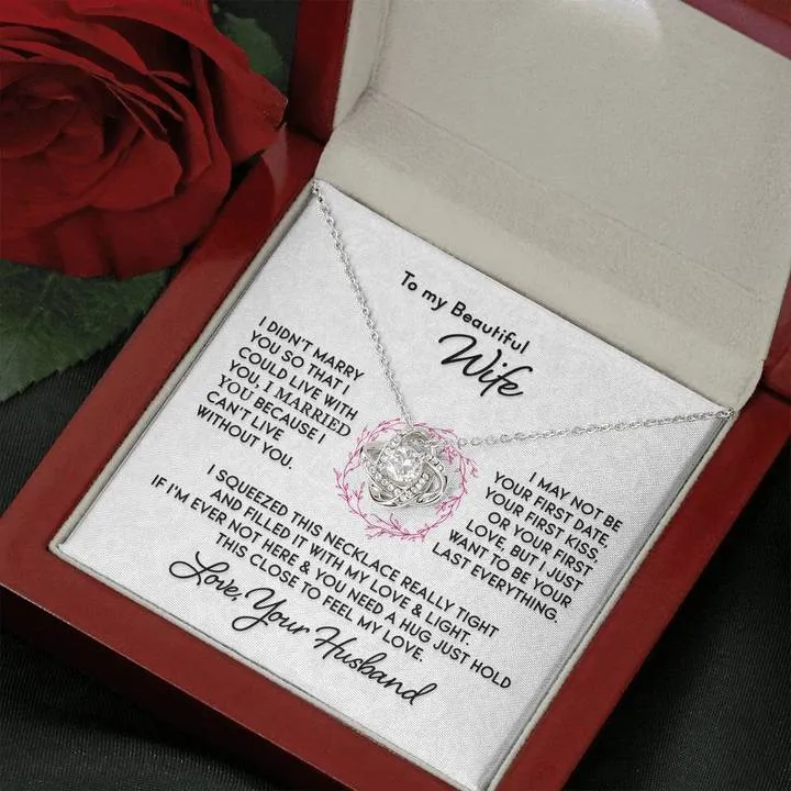 To my Wife necklace, Birthday gift, mother day gift for Wife, Wife Love Knot Necklace