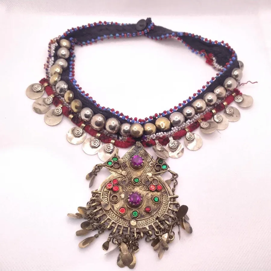 Tribal Handmade Necklace With Multicolor Glass Stones