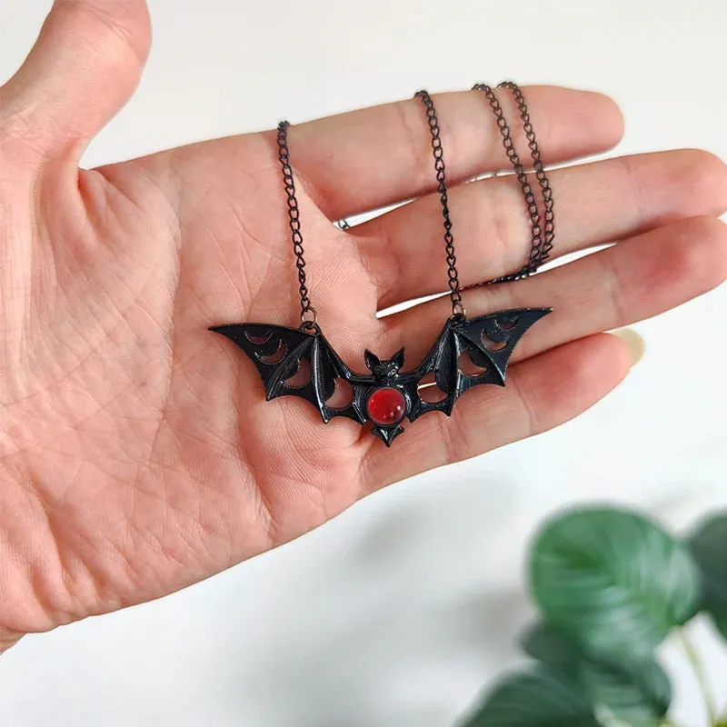 Vampire Bat Pendant Necklace - Gothic Punk Wicca Jewelry