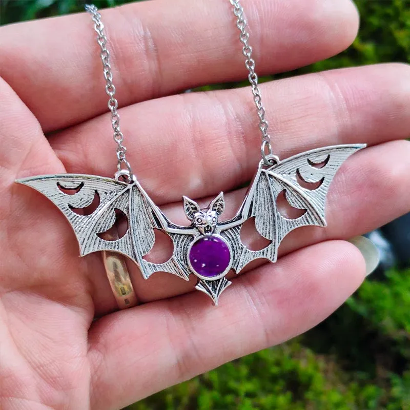Vampire Bat Pendant Necklace - Gothic Punk Wicca Jewelry