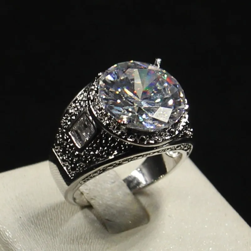White Gold Filled Mens10kt engagement Wedding Band Ring at Bling Brides
